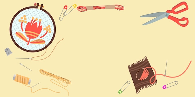 Zestaw do haftu: nici, igły, tamborek